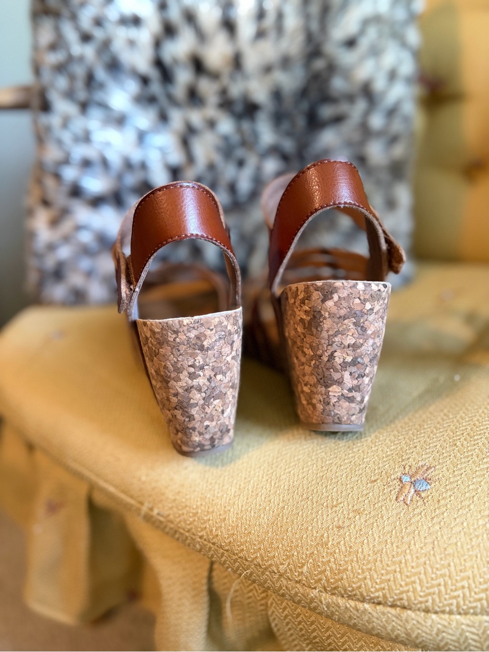 Women’s Brown Cork Wedge Strappy Sandal - Classic Wedge Heel #1055 - Picture 4 of 7